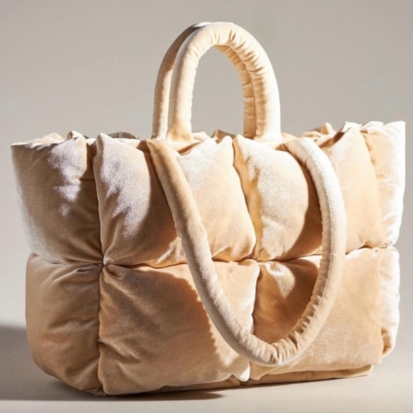 Anthropologie Handbags - Anthropologie Velvet Puffer Tote